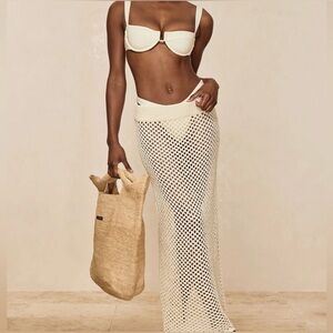 Monday Swimwear Cape May Knit Skirt Cover Up in cream size L